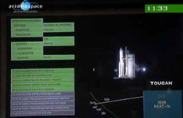 Décollage d'Ariane dans 5 min. Tous les paramètres sont au vert.