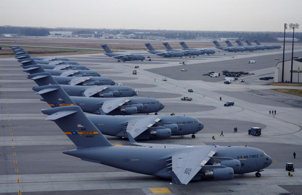 Des C-17 Globalmaster de l'USAF.
