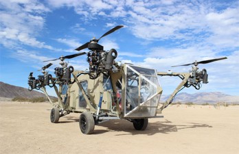 Premier vol d’essai du camion-hélicoptère