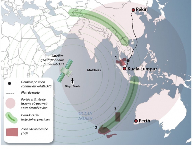 Carte du vol MH370