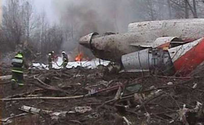L'épave de l'avion du président polonais à Smolensk